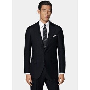 SUITSUPPLY Navy 44S Tailored Fit Havana 'Traveler' Vitale Barberis Wool Blazer